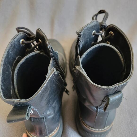 SAM EDELMAN GARRET Shoes Boots Womens 8 Combat Leather Lace Up Inner Zip Motor - Picture 11 of 14